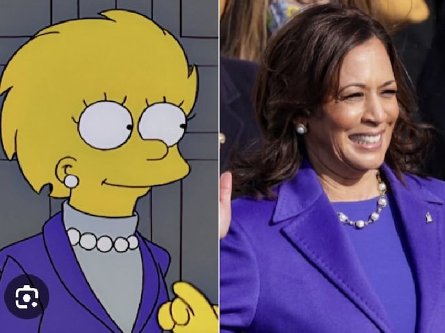 Kamala Harris and Lisa Simpson from the “Bart to the Future” episode aired in 2000 share a similarity in their clothing and appearance. (Image: AlJean/X)